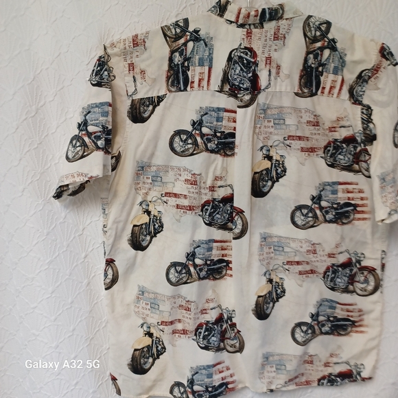 Harbor Bay Cream and Red Casual Button Down Shirt Size 2XLT - Picture 9 of 14